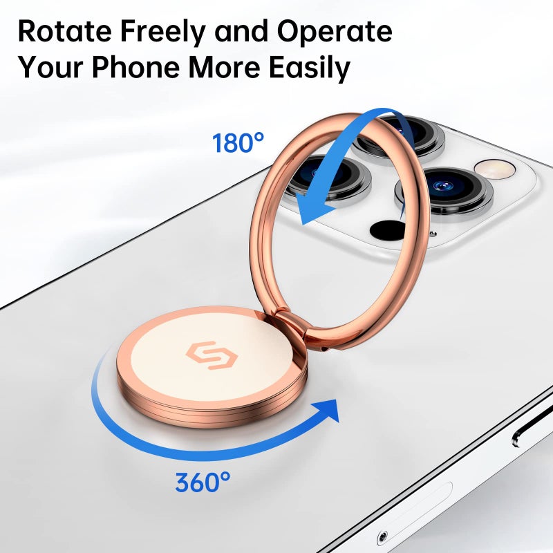 Syncwire Cell Phone Ring Holder Stand, 360 Degree Rotation Finger Ring Kickstand with Polished Metal Phone Grip for Magnetic Car Mount Compatible with iPhone, Samsung, LG, Pixel - Rose Gold - Image 5